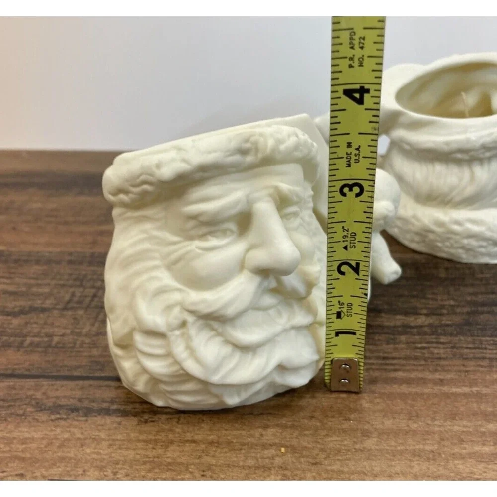 Vintage Lot of 3 Bisque Candle Light Christmas Santa Claus in Boxes Unpainted